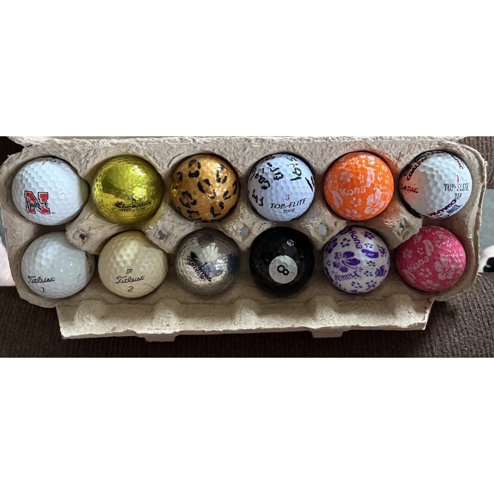 Dozen Golf Balls Used Top-Elite XL, 8 Ball, Chromax Titanium 1 And 5, Titleist